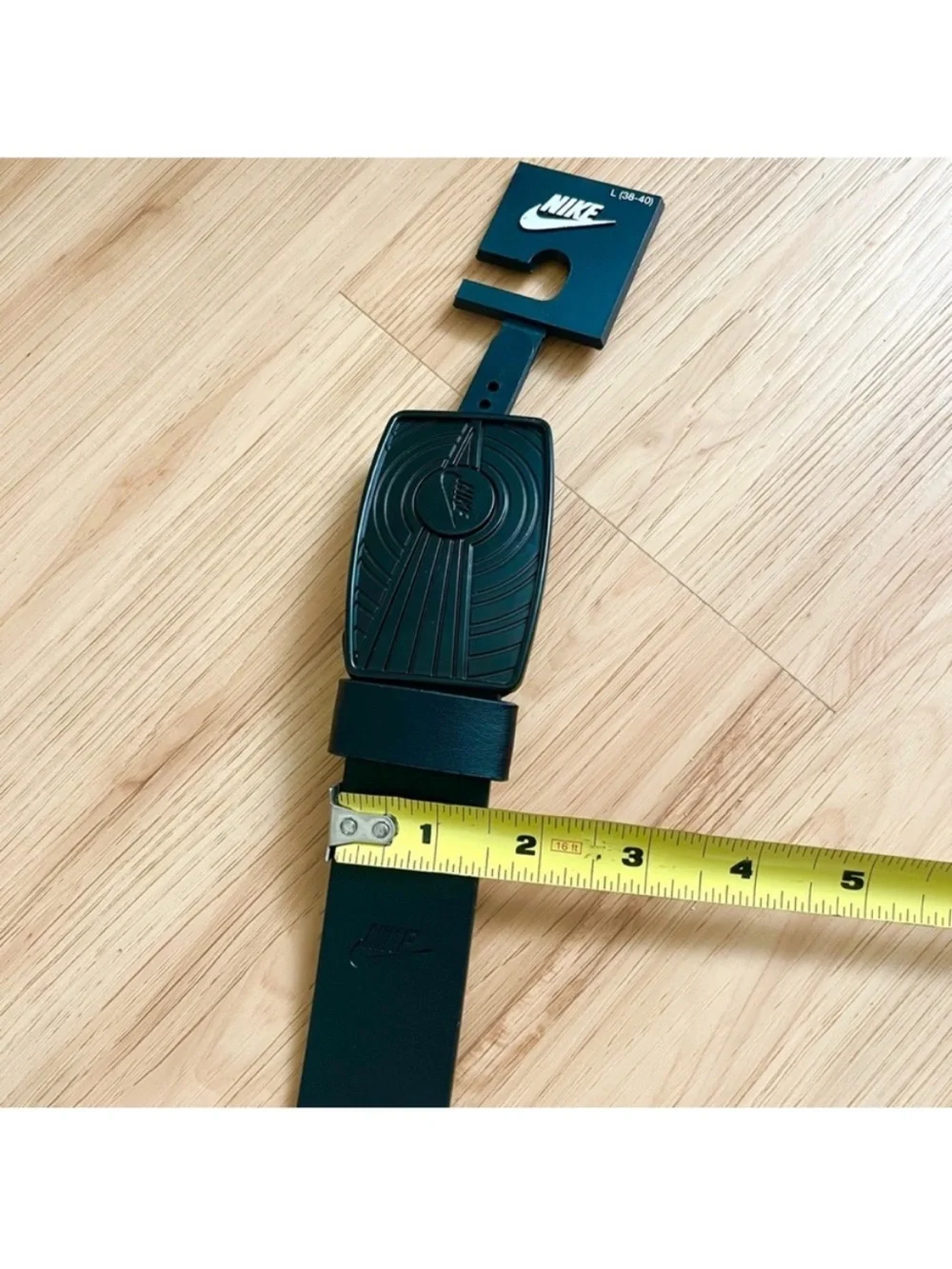 NIKE Air Jordan Golf Belt Black Faux Leather Jumpman Tread Buckle Mens L (38-40)